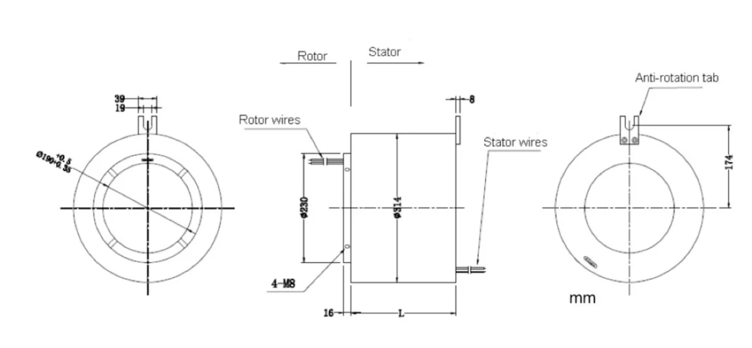 Inner Hole 190mm Slip Ring for Heavy Industry with ISO/Ce/FCC/RoHS