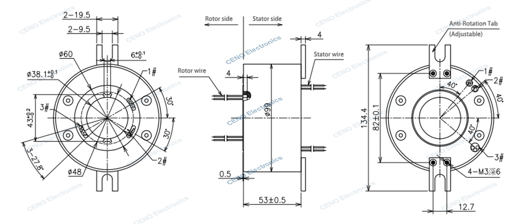 low temperature slip ring with RS422 for airborne system