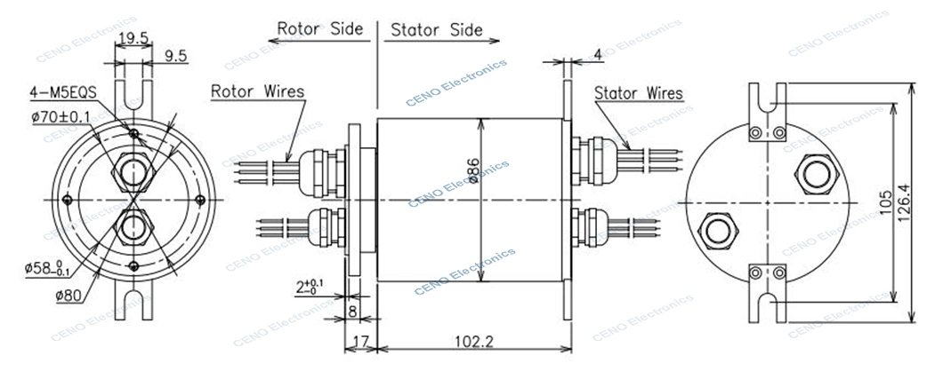 IP65 Water proof Function Slip Ring with Electrical Collector for Marine